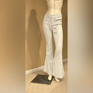 Guess original jeans , high rise bell bottoms / blue and white stripes/ size 25